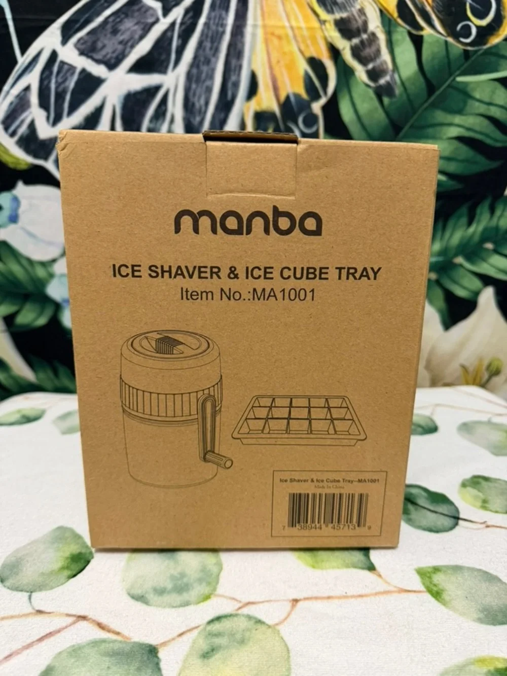 Manual Ice Shaver and Tray Set in Teal and White